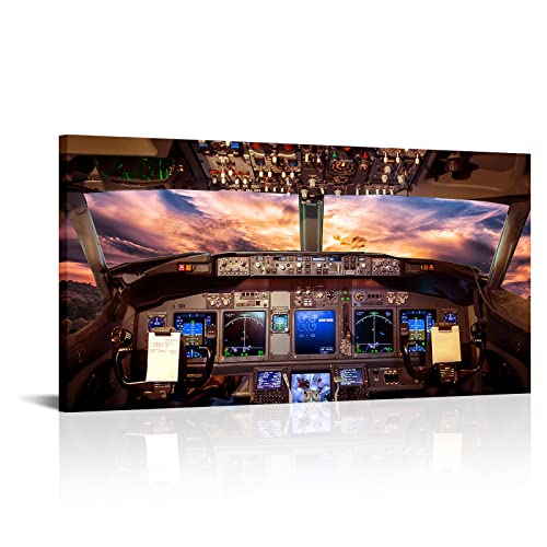 Large Airplane Cockpit Wall Art Aircraft Interior Canvas