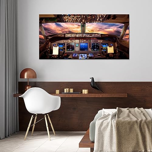 Large Airplane Cockpit Wall Art Aircraft Interior Canvas