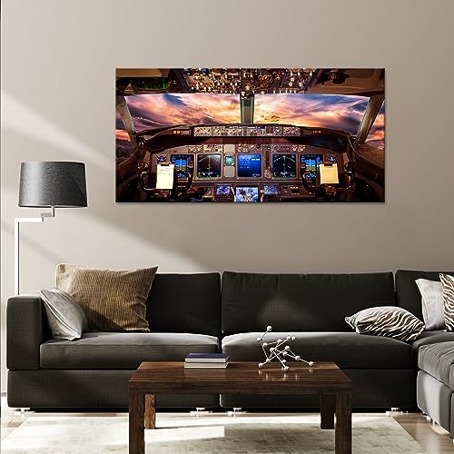 Large Airplane Cockpit Wall Art Aircraft Interior Canvas