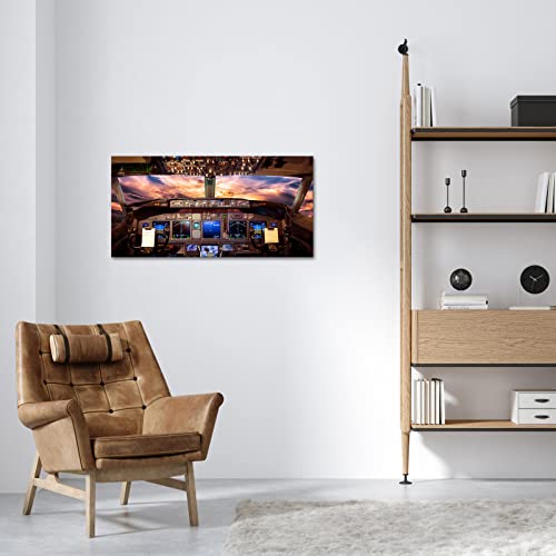 Large Airplane Cockpit Wall Art Aircraft Interior Canvas