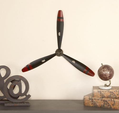 Metal Airplane Propeller Wall Art, 22" x 25", Black