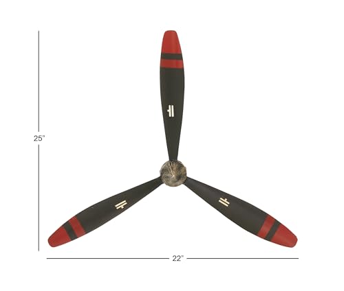 Metal Airplane Propeller Wall Art, 22" x 25", Black