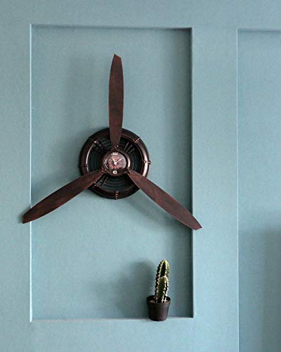 Vintage Aviation Wall Clock with Propeller Wall Sculptures