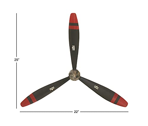 Metal Airplane Propeller Wall Art, 22" x 25", Black