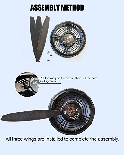Vintage Aviation Wall Clock with Propeller Wall Sculptures