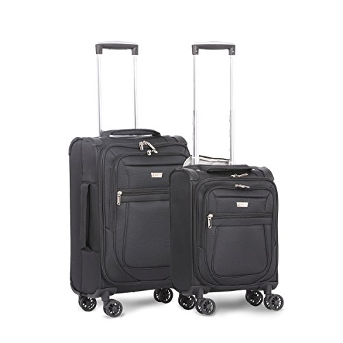 Ultra-Lightweight Spinner Suitcase Set for Airlines - Black