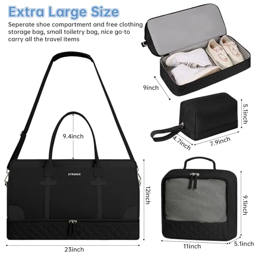 ETRONIK Aviation Weekender Bag for Women, Black