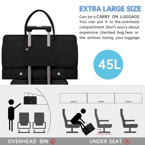 ETRONIK Aviation Weekender Bag for Women, Black