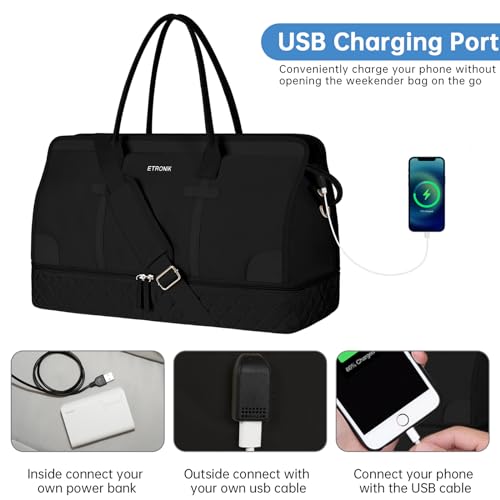 ETRONIK Aviation Weekender Bag for Women, Black