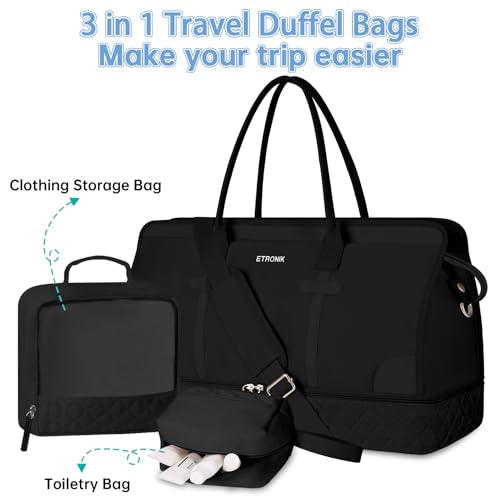 ETRONIK Aviation Weekender Bag for Women, Black