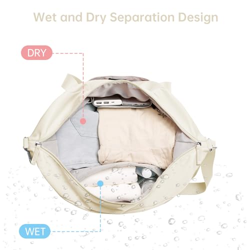 Aviation-friendly USB Sports Duffel for Women (Beige)