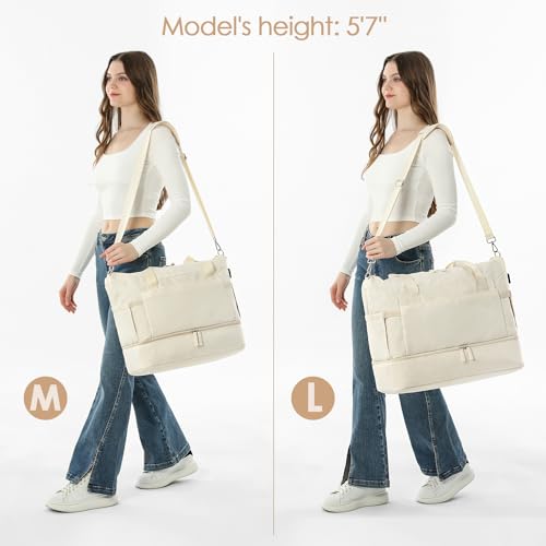 Aviation-friendly USB Sports Duffel for Women (Beige)