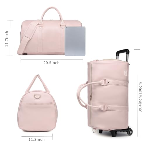 Pink Seyfocnia Rolling Travel Duffle Bag