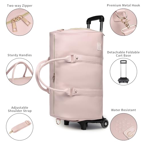 Pink Seyfocnia Rolling Travel Duffle Bag