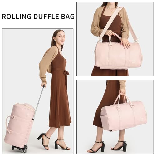 Pink Seyfocnia Rolling Travel Duffle Bag