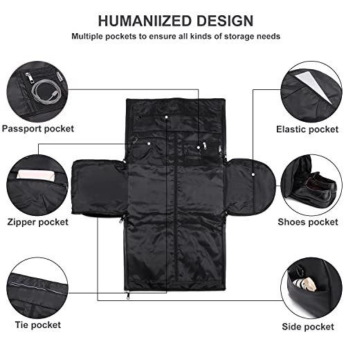 Waterproof Garment Backpack & Leather Duffel Bag-Black