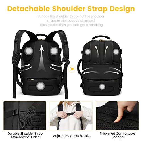 Black Aviation Backpack with 40L Capacity, Packing Cubes