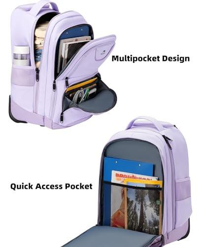 Women's 17" Rolling Aviation Backpack, Wheeled Carry-On