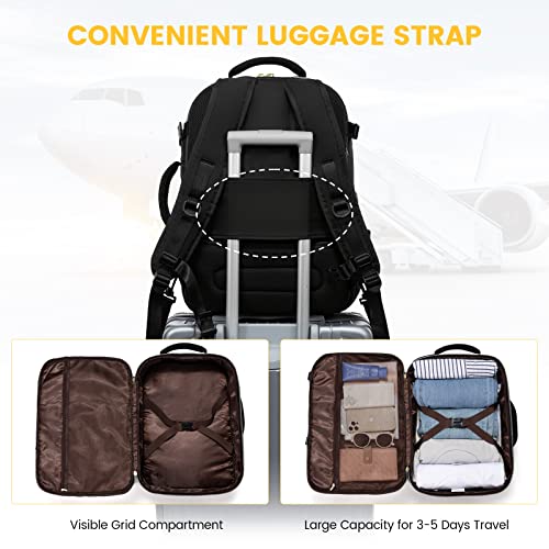 Black Aviation Backpack with 40L Capacity, Packing Cubes