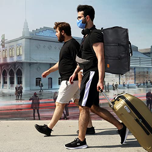 Waterproof Garment Backpack & Leather Duffel Bag-Black