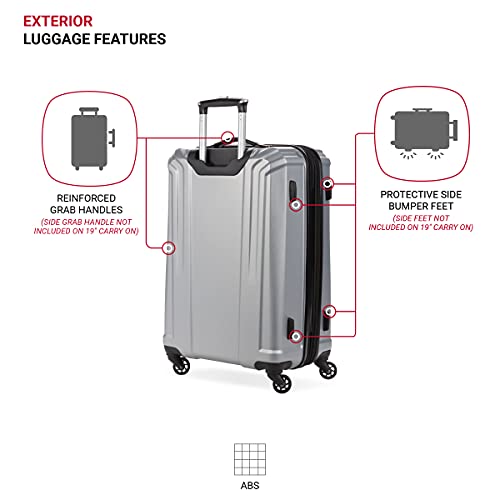 SwissGear 3750 Hardside Spinner Luggage, Silver, 23-Inch