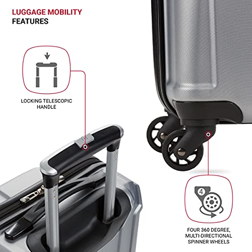 SwissGear 3750 Silver Hardside Spinner Luggage, 20-Inch