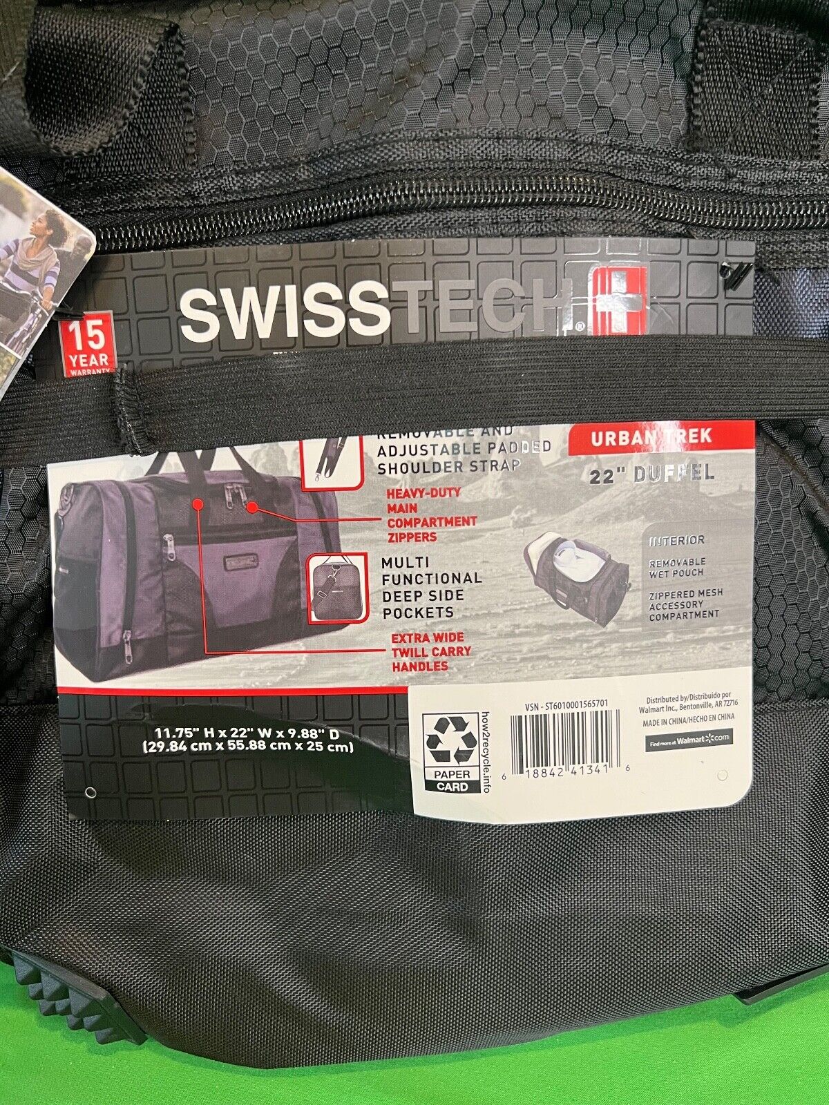 SWISSTECH Urban Trek 22" Duffel Bag with Zippered Mesh Compartments
