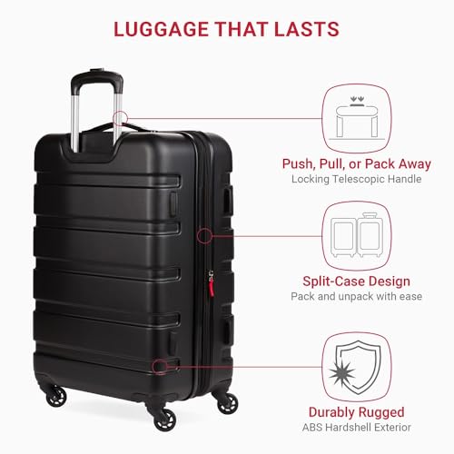 SwissGear 7366 Expandable Hardside Luggage, Black Checked 23
