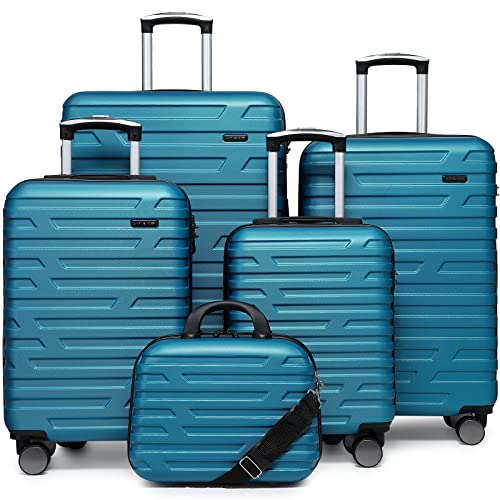 LARVENDER 5 Piece Expandable Luggage Set - Aqua