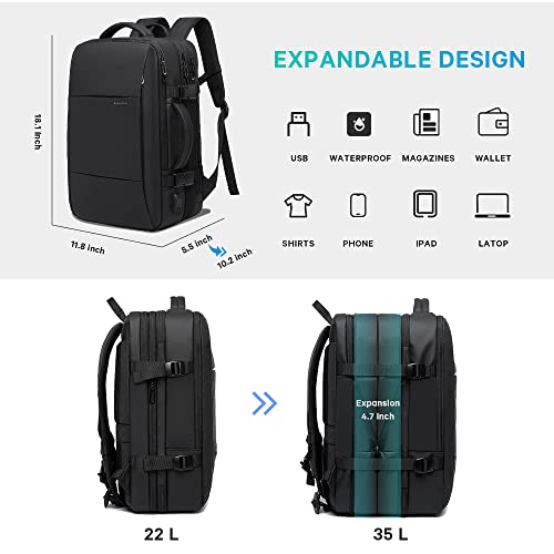 45L Expandable Carry-On Backpack for Travel