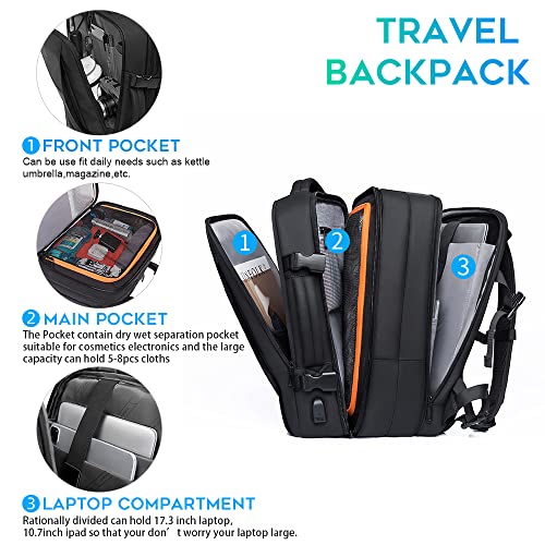 45L Expandable Carry-On Backpack for Travel