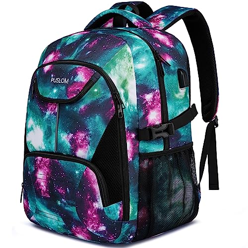 Large Galaxy Green Aviation Backpack with USB Charging