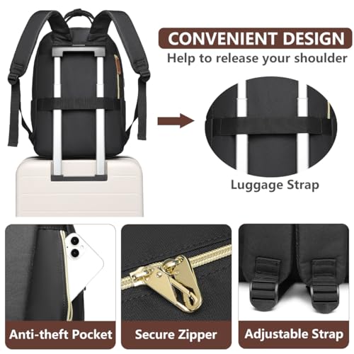 Aviation Laptop Backpack with USB Charger - Beige/Black/Brown