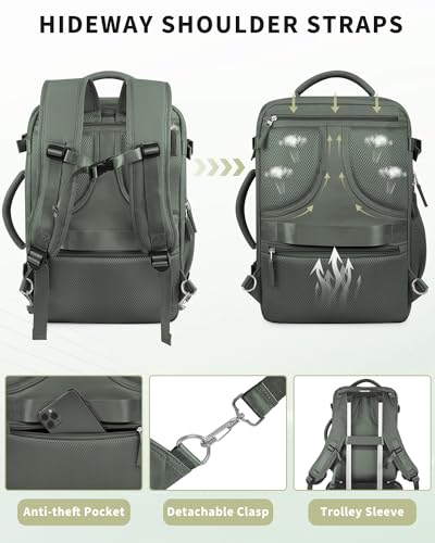 Aviation-Ready 35L Anti-theft Travel Backpack, Green