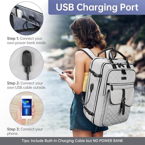 Aviation-Approved Grey Travel Backpack with Anti-Theft Features