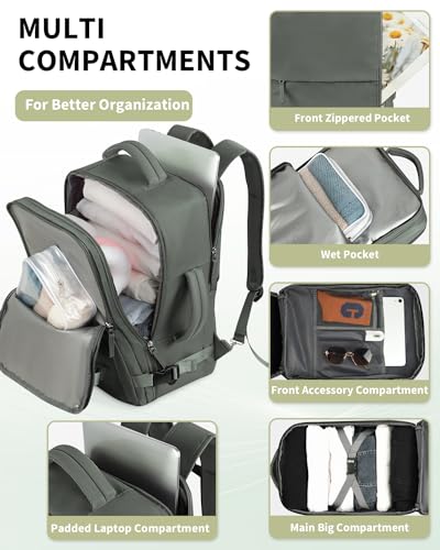 Aviation-Ready 35L Anti-theft Travel Backpack, Green