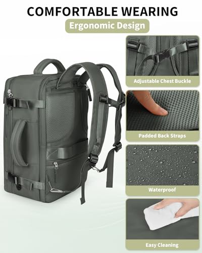 Aviation-Ready 35L Anti-theft Travel Backpack, Green