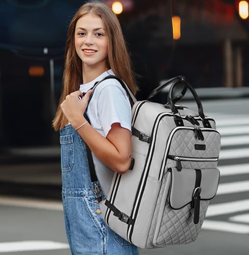 Aviation-Approved Grey Travel Backpack with Anti-Theft Features