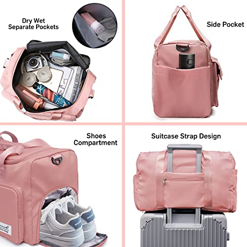 Aviation Gym Bag with Shoe Compartment - Pink