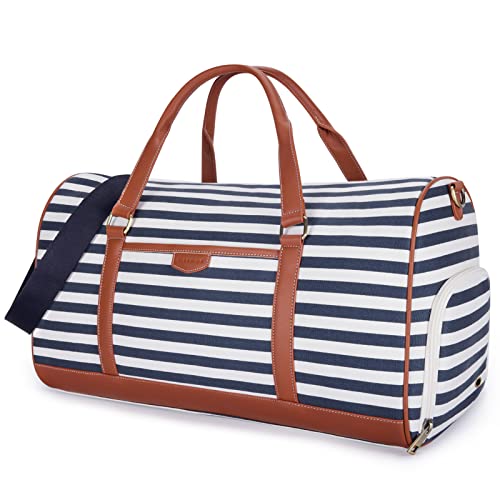 MISSNINE Canvas Aviation Duffle Bag Blue Stripe