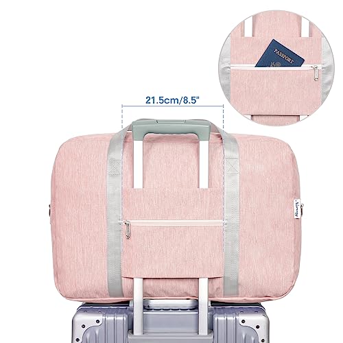 Pink Foldable Travel Duffel Bag, Airlines Approved, 40L