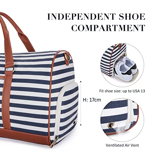 MISSNINE Canvas Aviation Duffle Bag Blue Stripe