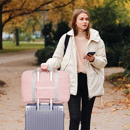Pink Foldable Travel Duffel Bag, Airlines Approved, 40L