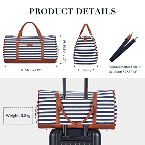 MISSNINE Canvas Aviation Duffle Bag Blue Stripe