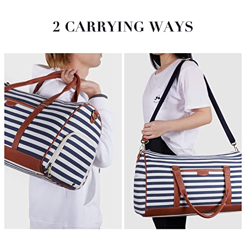 MISSNINE Canvas Aviation Duffle Bag Blue Stripe