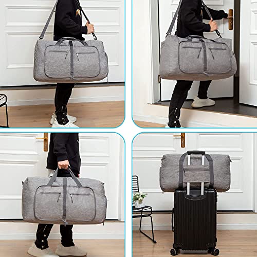 Aviation-Grade Travel Duffle Bag - 65L Capacity, Shoe Compartment (Gray)