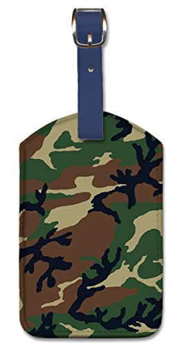 Camouflage Army Forest Leatherette Luggage Tag by Pacifica