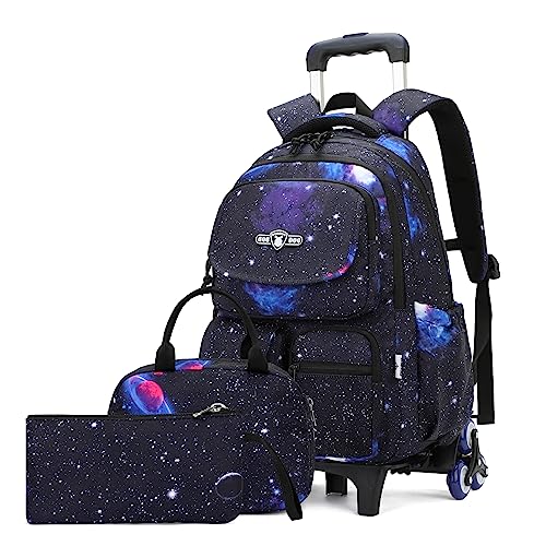 MITOWERMI Galaxy Rolling Backpack: Boys/Girls Trolley Bookbag