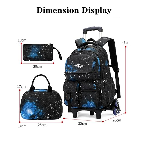 MITOWERMI Galaxy Rolling Backpack: Boys/Girls Trolley Bookbag