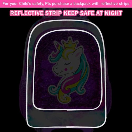 Unicorn Roller Backpack Set for Girls - Purple